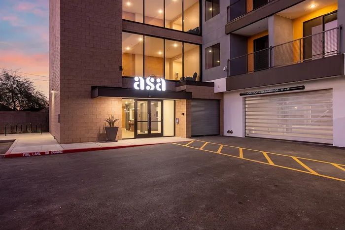 exterior of asa apartments with beautiful sunset