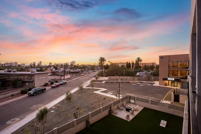 view from asa apartments with beautiful sunset