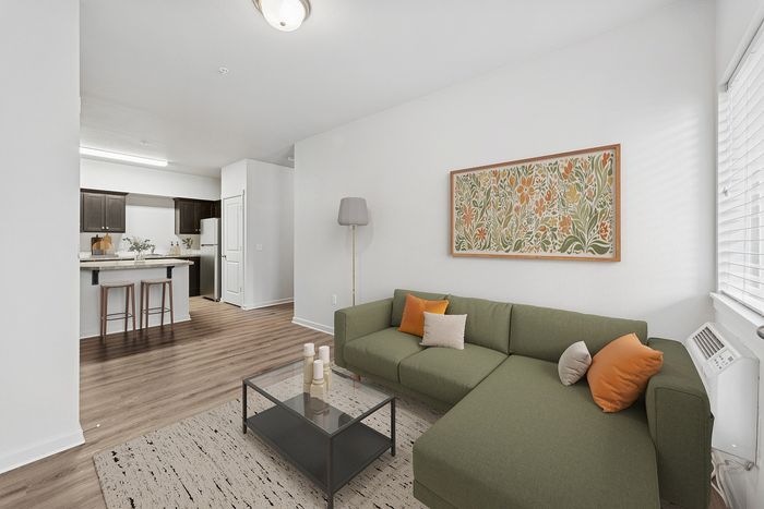 virtually staged living room and kitchen