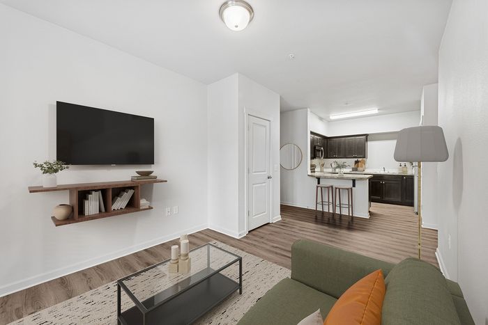 virtually staged living room and kitchen