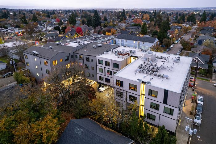 exterior of lyra apartments
