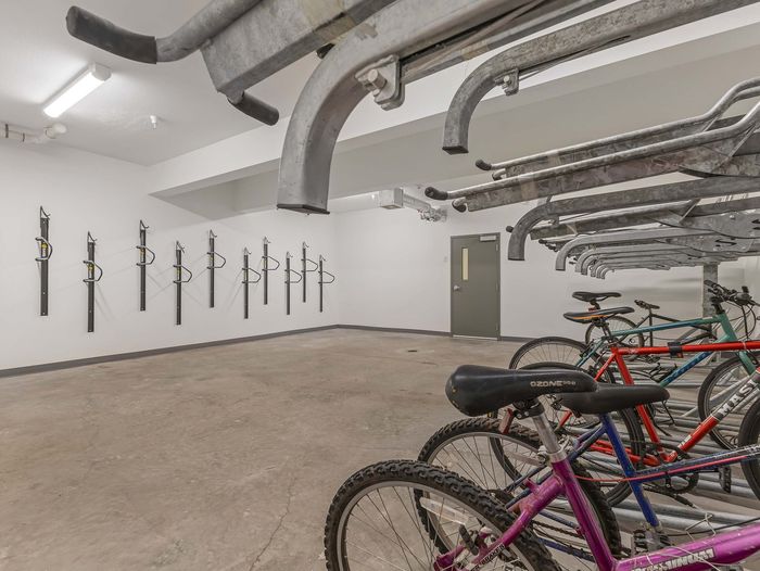 Secure bike storage and maintenance station at Koz on 13th.