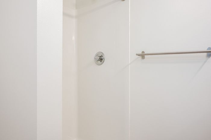One-Bedroom at Lyra Apartments - walk-in shower with towel rod