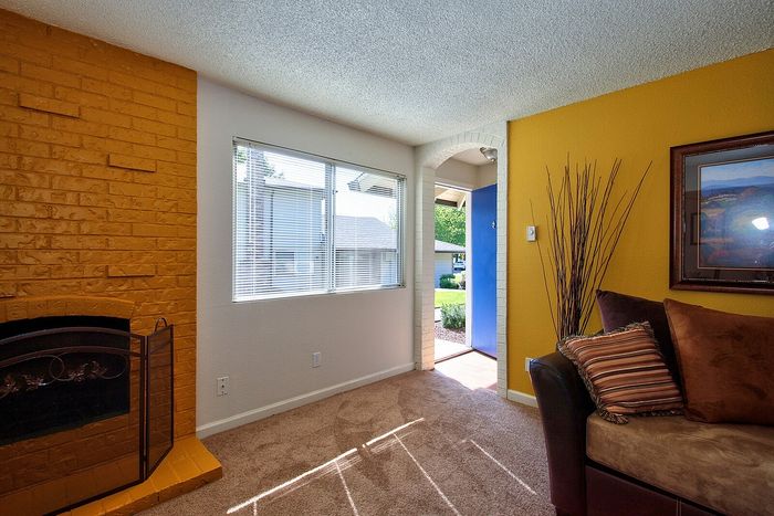 Living room layout with natural light streaming through a window at CAMPBELL PARK.