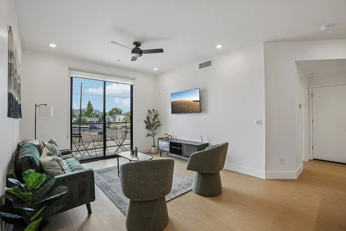 living room of one bedroom apartment at asa midtown apartments