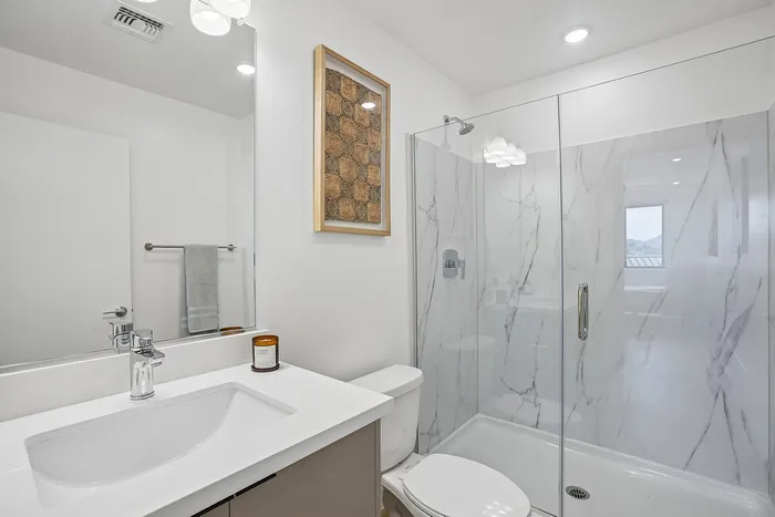 bathroom of one bedroom apartment at asa midtown apartments