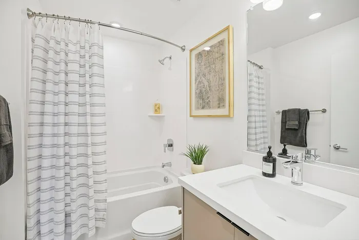 bathroom of one bedroom apartment at asa midtown apartments
