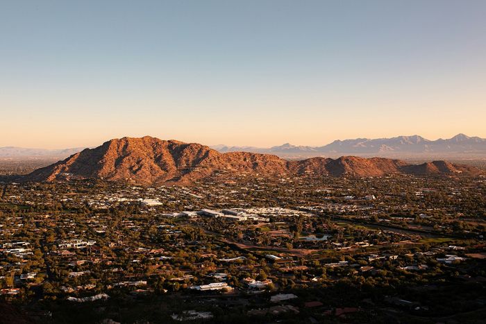 an aerial view of a city with mountains in the background-phoenix