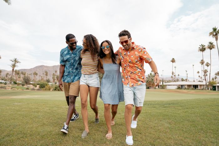 group of friends walking together