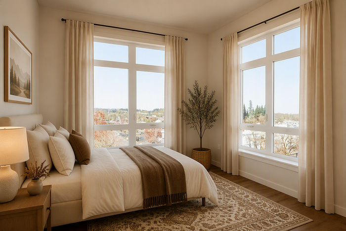 virtually staged bedroom at Rivenwood