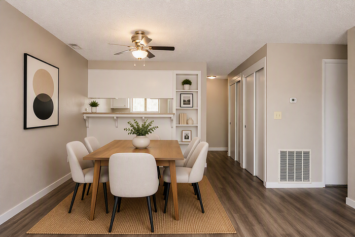 Virtually staged dining area at Cedar Park