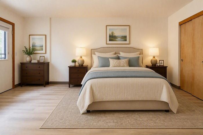 virtually staged bedroom at solthea apartments