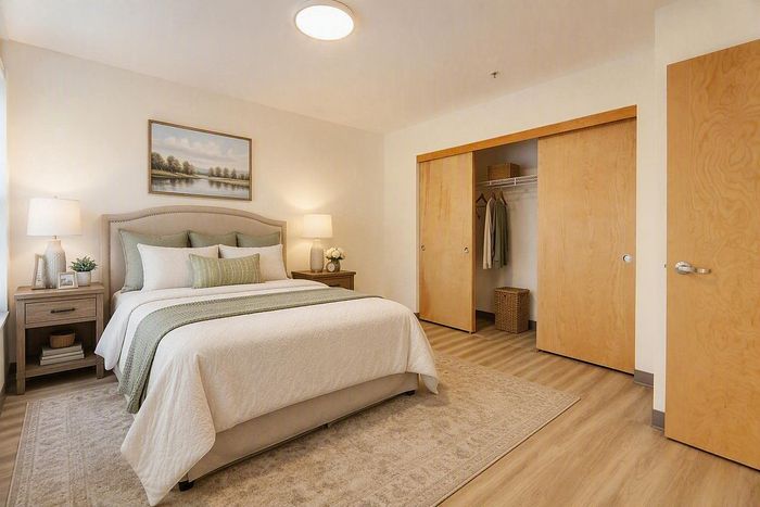 virtually staged bedroom at solthea apartments