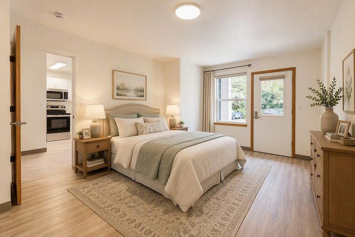 virtually staged bedroom at solthea apartments