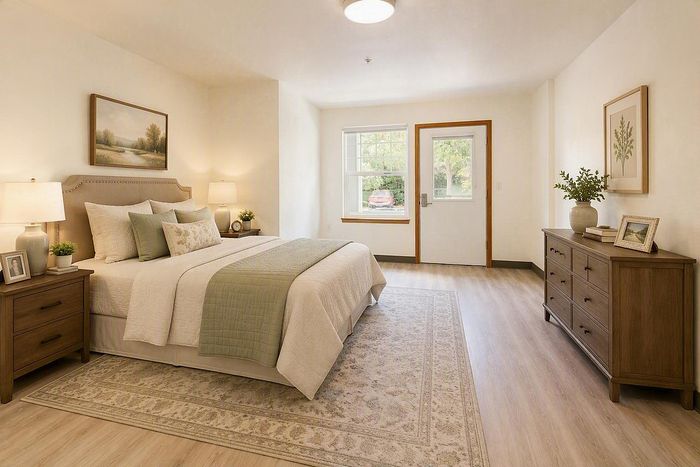 virtually staged bedroom at solthea apartments