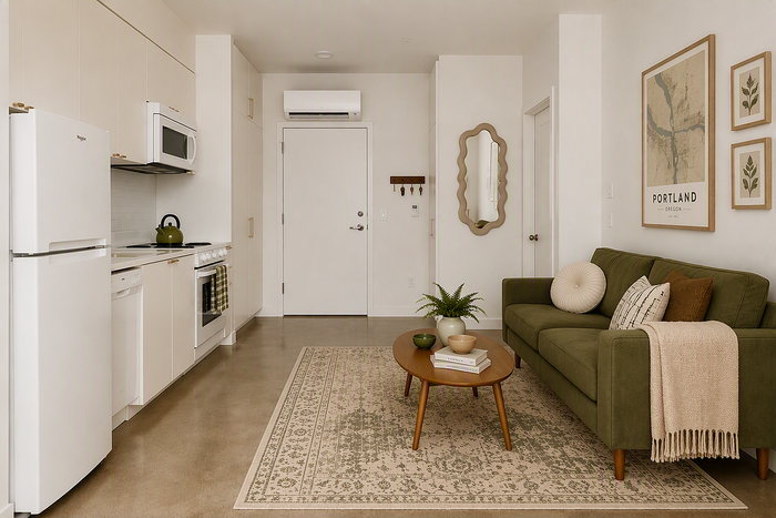 Virtually staged studio at Cassi