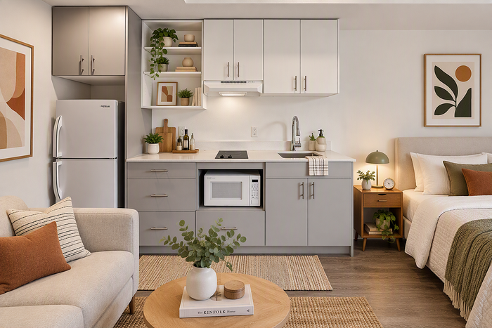 virtually staged studio apartment at koz on killingsworth