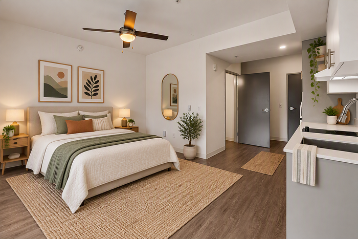 virtually staged studio apartment at koz on killingsworth
