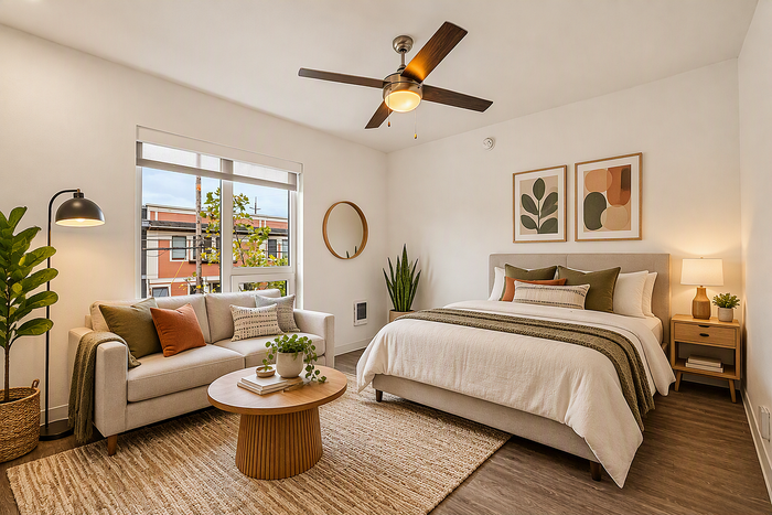 virtually staged studio apartment at koz on killingsworth