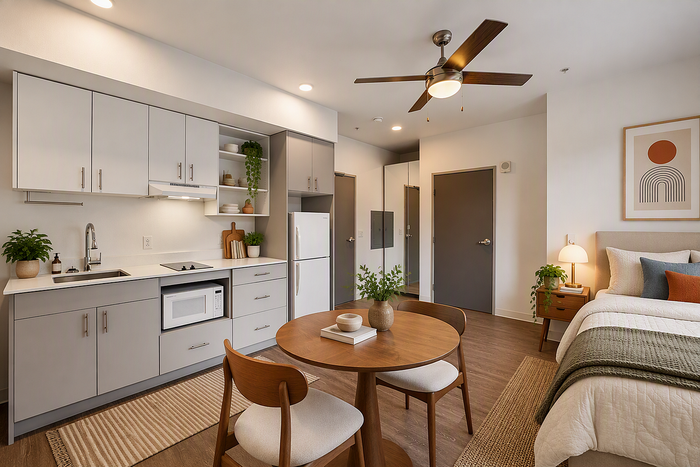 virtually staged studio apartment at koz on killingsworth