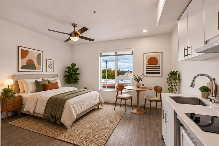 virtually staged studio apartment at koz on killingsworth
