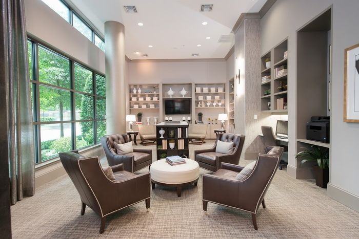 Library with Computers & Hot Beverage Station Apartment Homes for rent in Houston, TX | The Belle Meade at River Oaks
