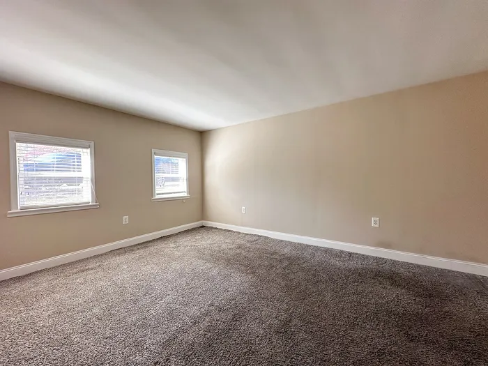 carpeted bedroom with bright windows