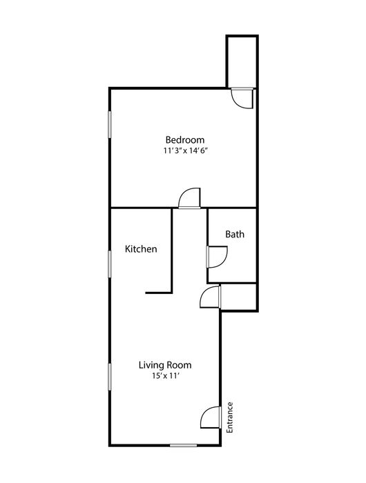 1 bedroom floorplan at 110 W 5th St.