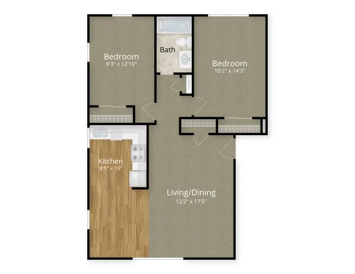 2 bedroom layout at donna ann apartments in prospect park pa