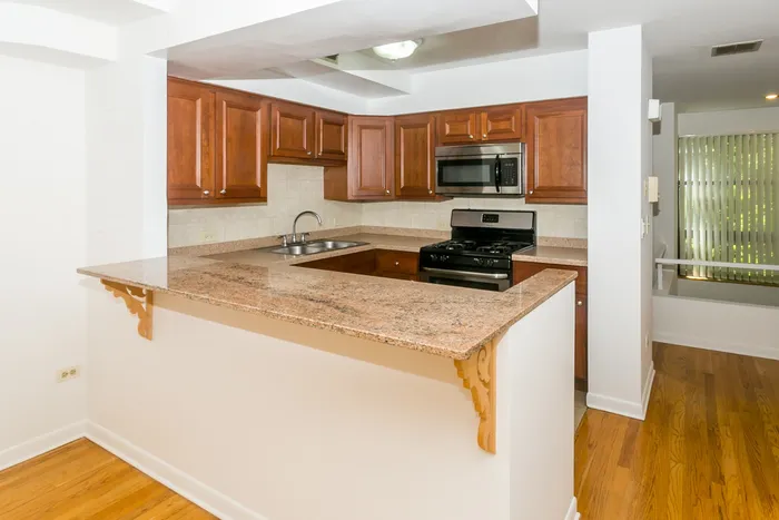 Kitchen with open concept floor plans in Lincoln Park.