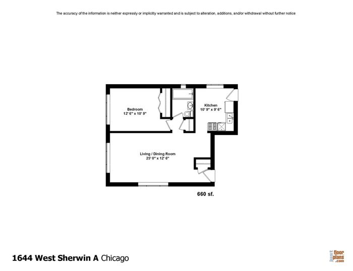 One bedroom floorplan showing 906 square feet