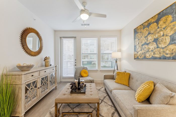Make yourself at home in our inviting, beautifully designed living rooms at Latitude Apartments