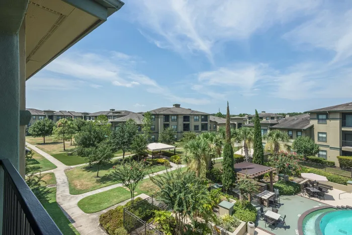 an aerial view of Sierra at Fall Creek, overlooking the green lush landscape