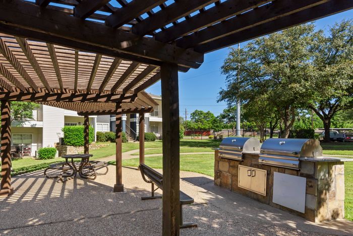 shaded area around outdoor grill area