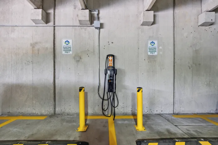 Modern EV charging stations at Addison Keller Springs in Addison, TX