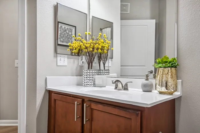 Modern bathroom with stylish fixtures at Katy Ranch Apartments, Katy, TX