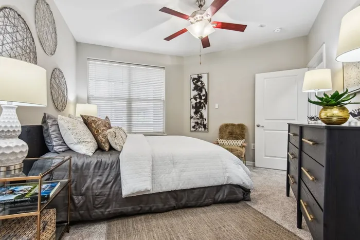 Cozy bedroom with ample space and natural light at Katy Ranch Apartments in Katy, TX