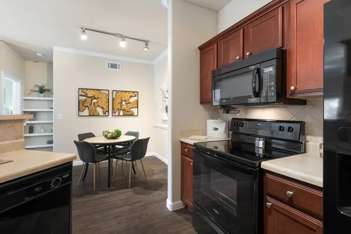 kitchen with black appliances