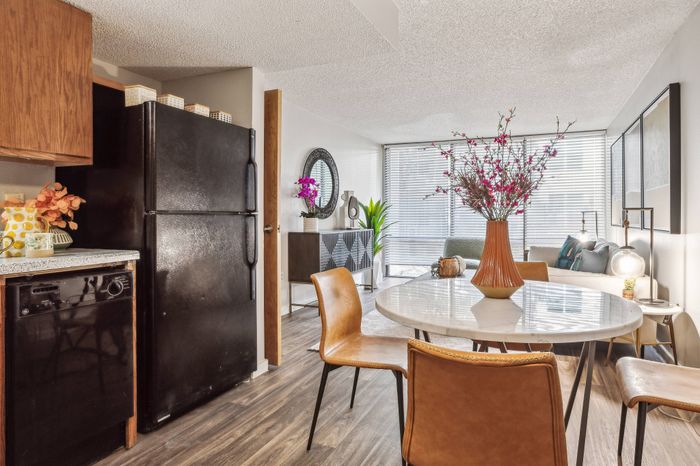 kitchen with black appliances