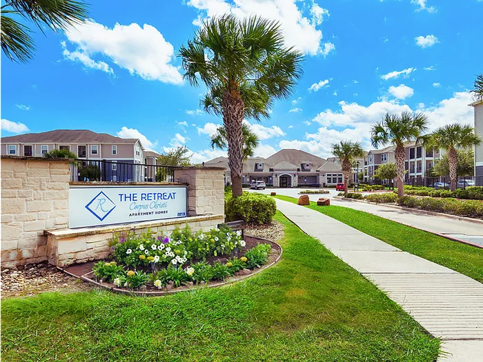 Monument sign at The Retreat, a luxury residential community in Corpus Christi, Texas
