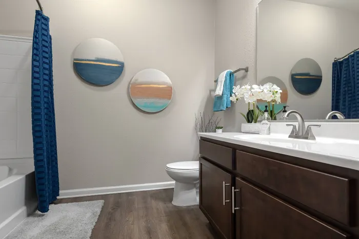 Spacious and elegant bathroom with contemporary fixtures at The Retreat in Corpus Christi, TX