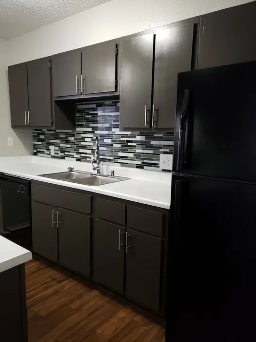 state of the art kitchen with black appliances
