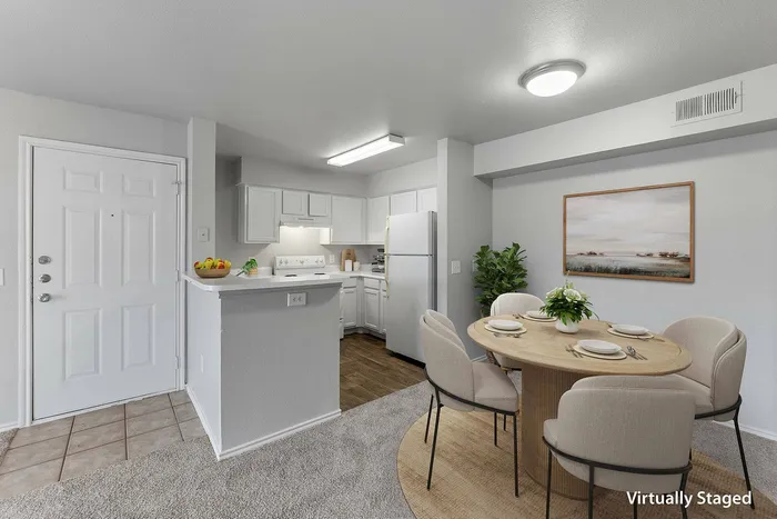 Stylish dining room in Fort Branch at Truman's Landing, Austin, TX