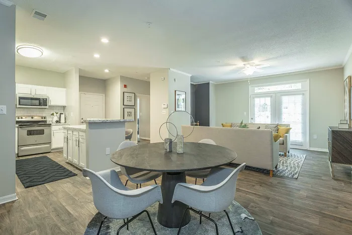 Dining room with modern design and stylish decor at Avenues of Kennesaw in Kennesaw, GA
