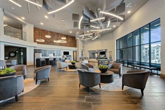 Spacious two-story clubhouse with Wi-Fi and modern amenities at Discovery Park in Denton, Texas.
