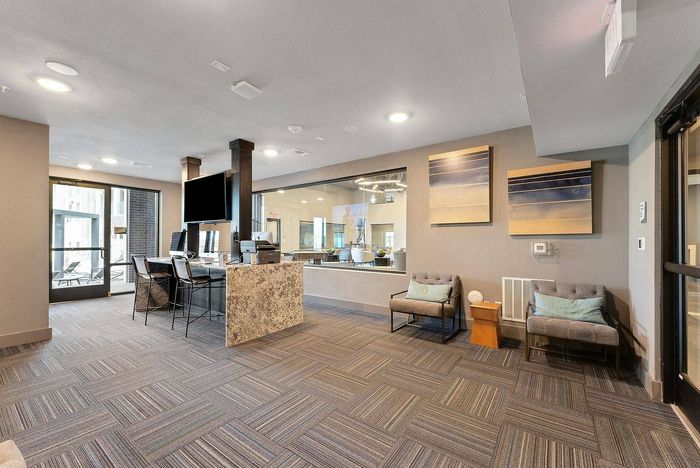 Leasing office interior at Discovery Park Apartments in Denton, TX