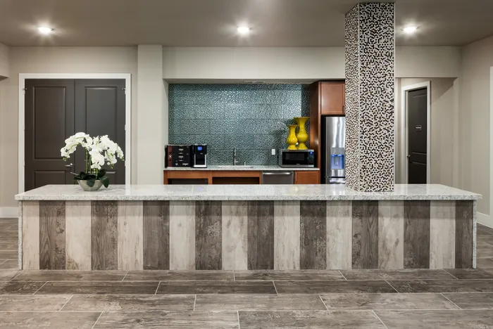 Coffee and refreshment bar at McDermott 55 in Plano TX