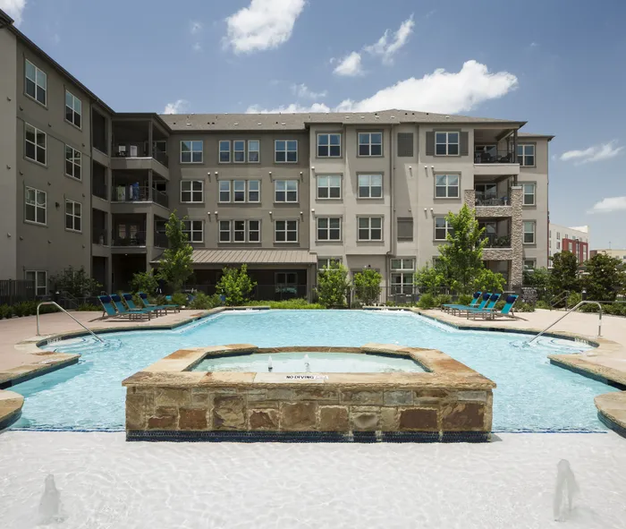 Waterfall feature at McDermott 55’s senior community pool