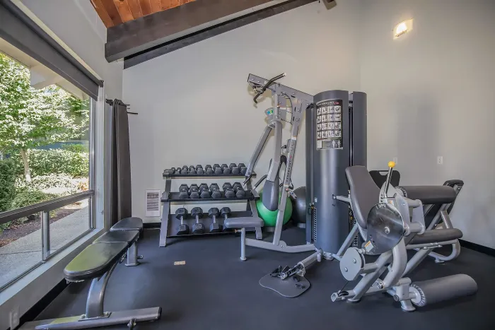 Well‑equipped community fitness center at Foster Creek in Tukwila, WA