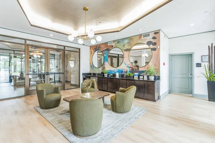 Interior view of the luxury leasing office at Addison Keller Springs in Addison, TX